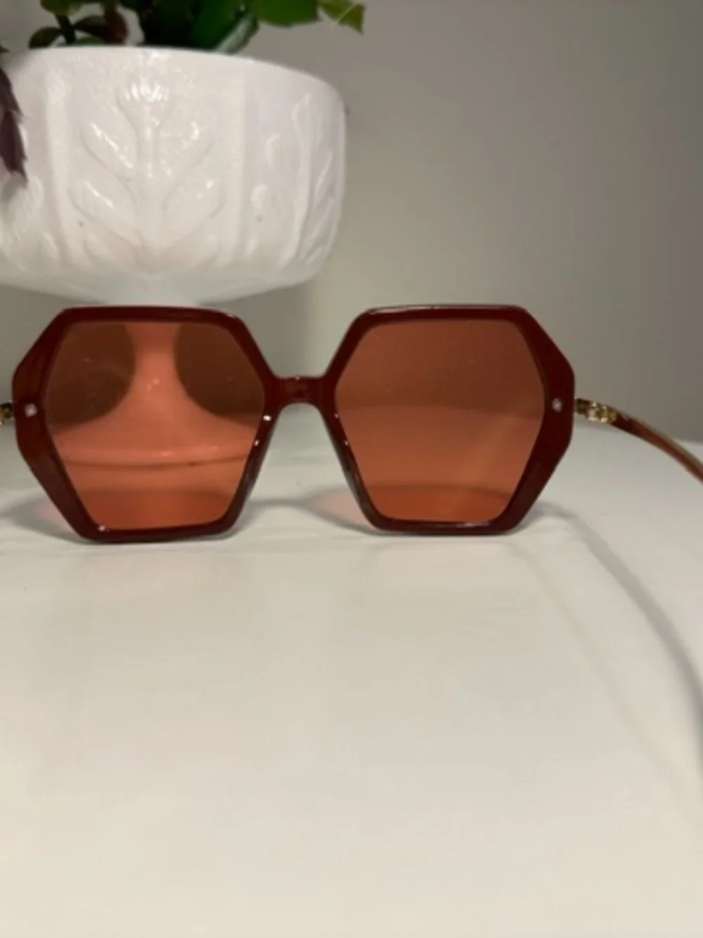 Hexagon-shaped Rose-colored Eyeglasses